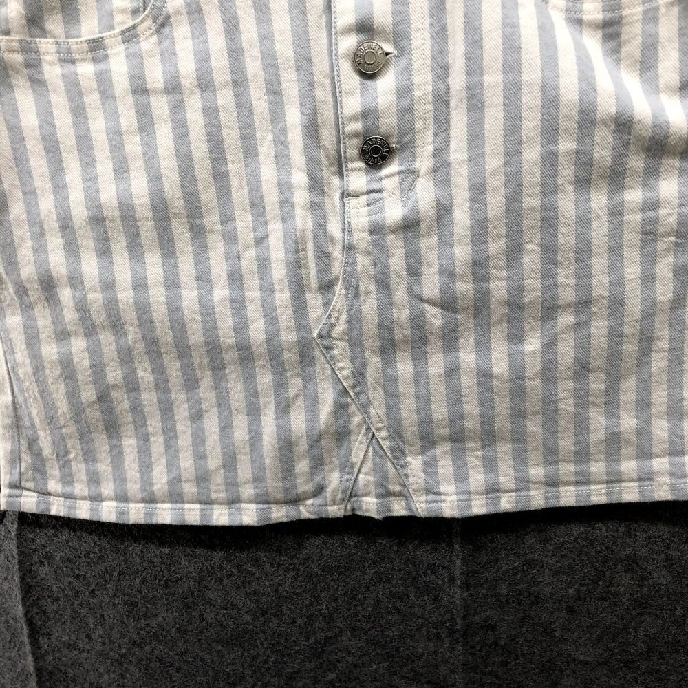 Madewell Denim Mini Skirt Sz 26 Pompano Stripe Blue White A Line Stretch Button - Picture 4 of 10